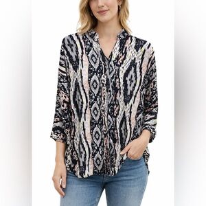 Patterned Black and Pink Women's Top